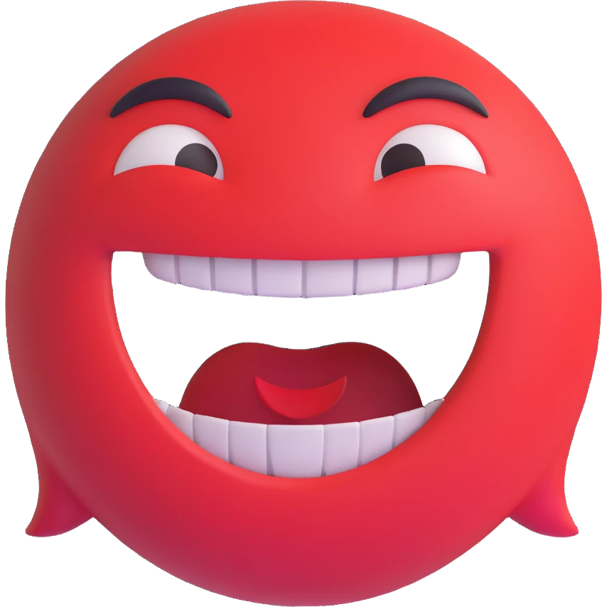 red face with a giant smile emoji