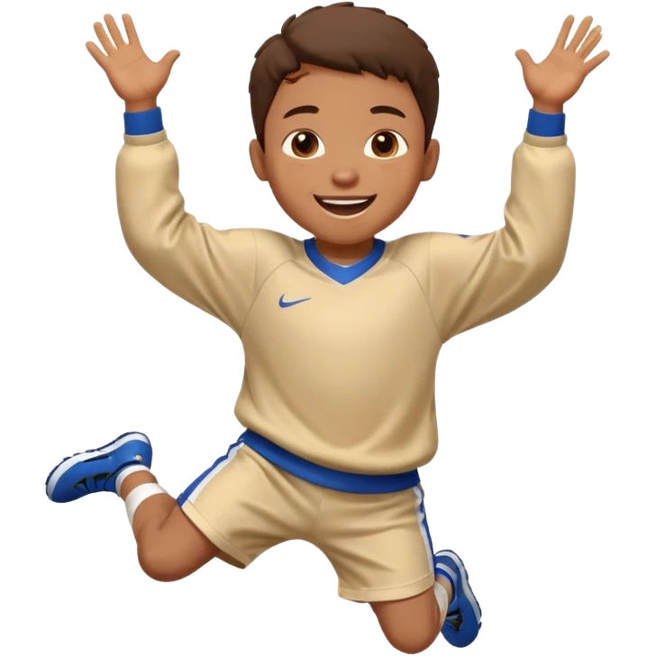 A small kid in an oversized jersey, jumping with excitement. emoji