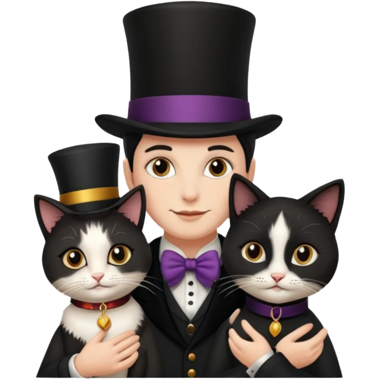 magician couple and their pet cat emoji