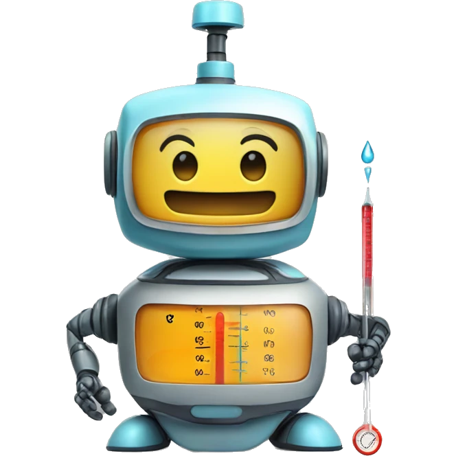 happy robot with thermometer emoji