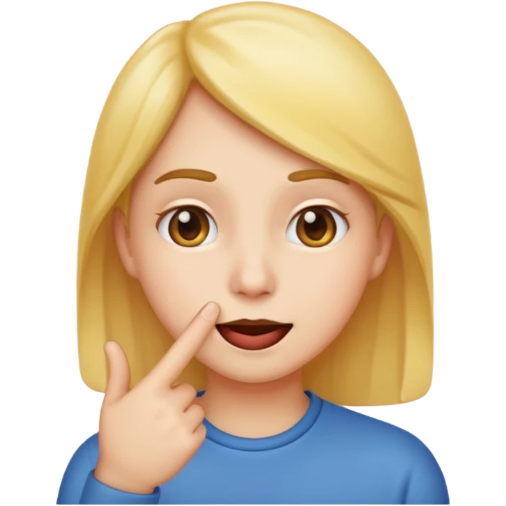 Emoji coqueto con una leve sonrisa y un dedo en la boca emoji