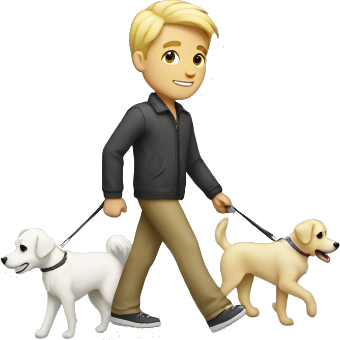 Blonde guy walking white dog emoji