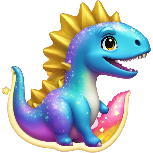 Lisa frank pretty water dinosaur glitter with stars emoji