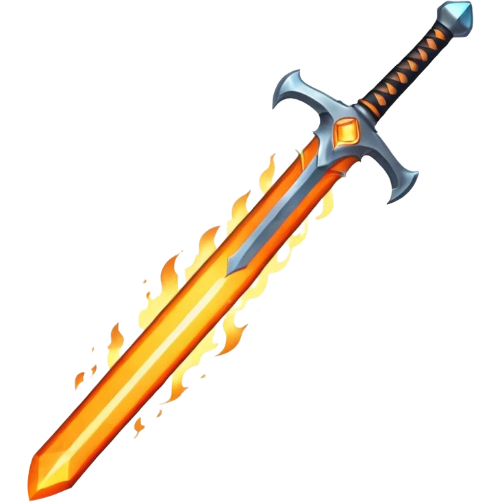 Flaming magic sword — fiery aura and sparks emoji
