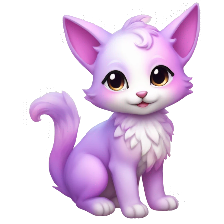Kawaii colorful bright light pastel lilac-pink-white-gradient fantasy ethereal anthro fursona animal creature emoji
