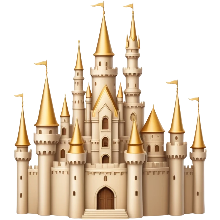 Beige Fantasy castle with golden spires and cream colored walls emoji