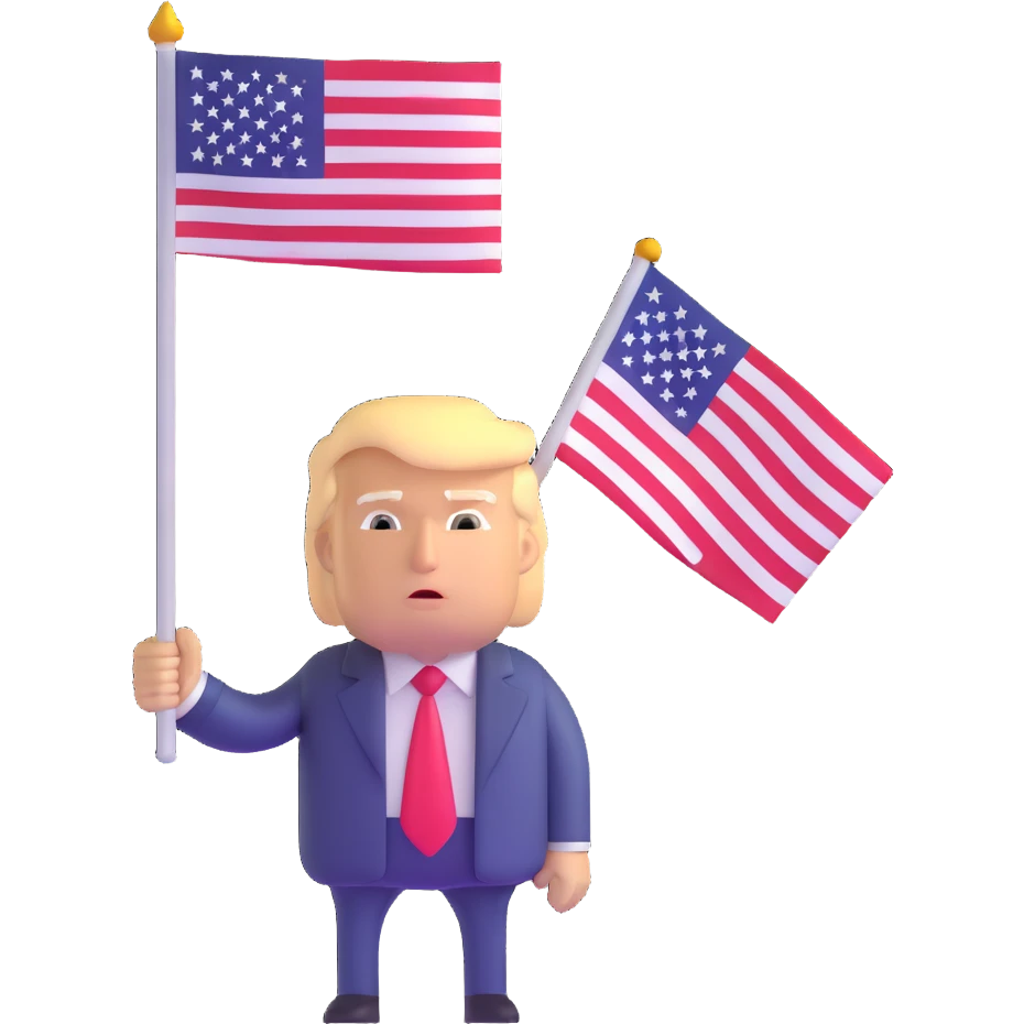 Donald Trump holding USA flag emoji