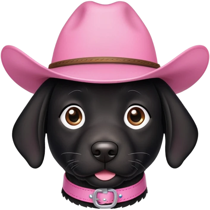 Black lab with pink cowboy hat emoji