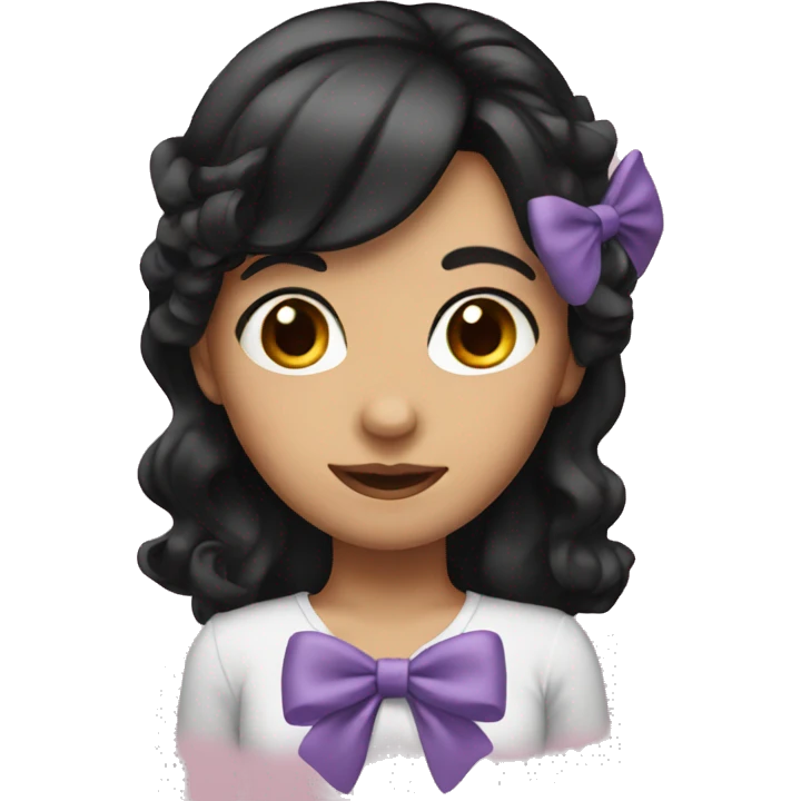 Girl with a black hair and a bow in her hair emoji