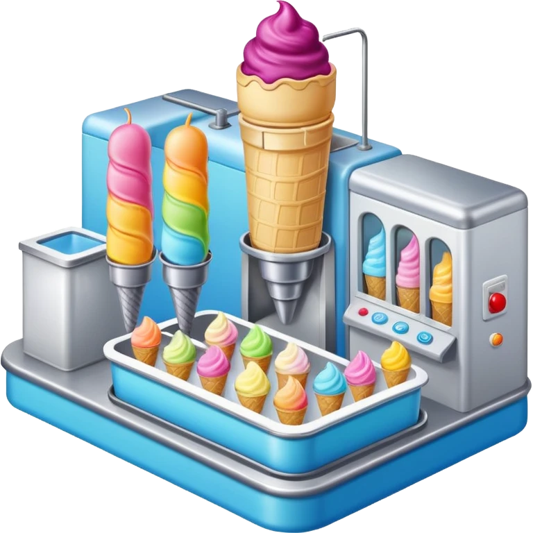 Ice cream factory with machines and production lines emoji