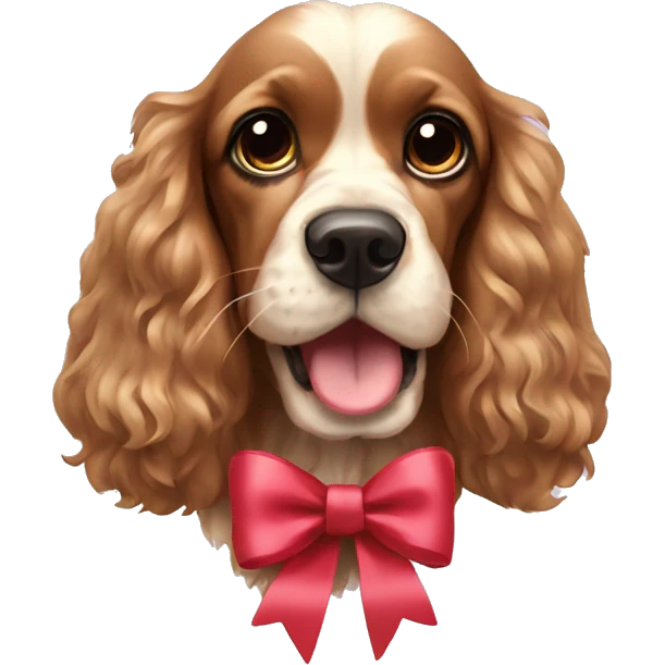 cocker spaniel with bow emoji