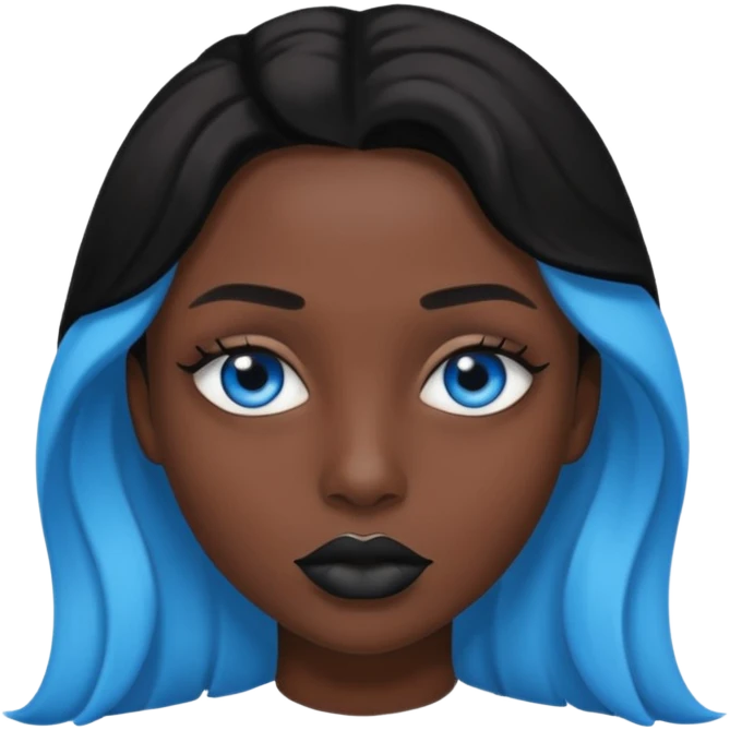 A 67 color blue black eye and lips. emoji
