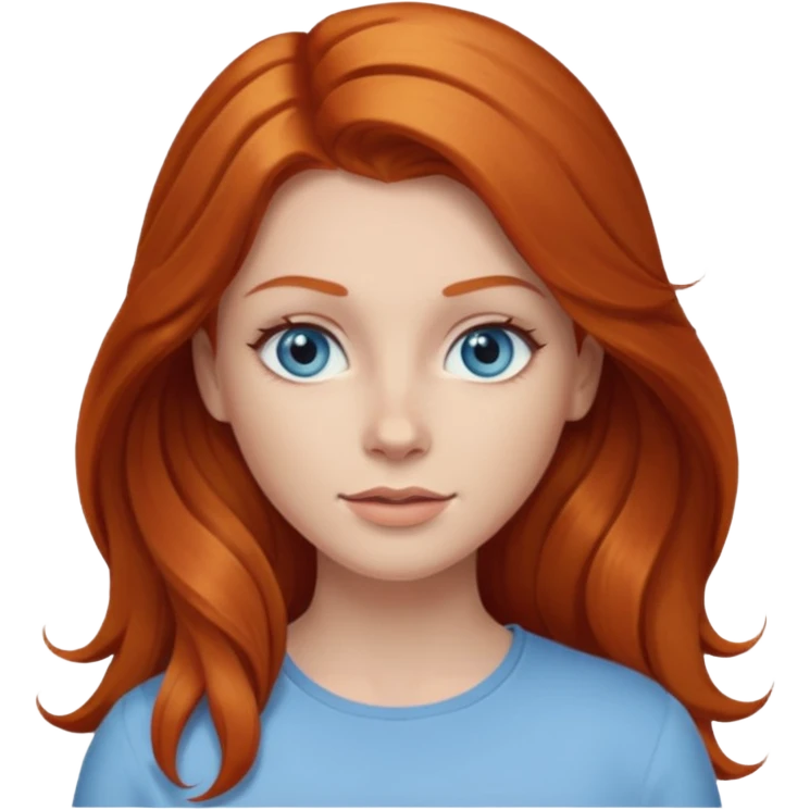 Ginger head woman with long hair and lightblue eyes emoji
