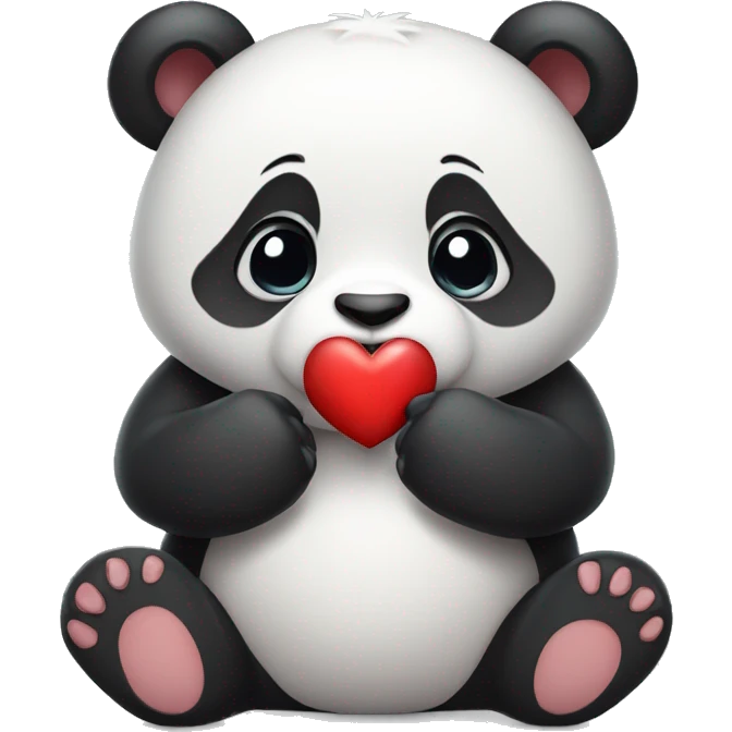cute panda bear with heart in hand emoji