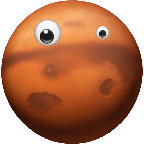Mars planet with white circle eyes emoji