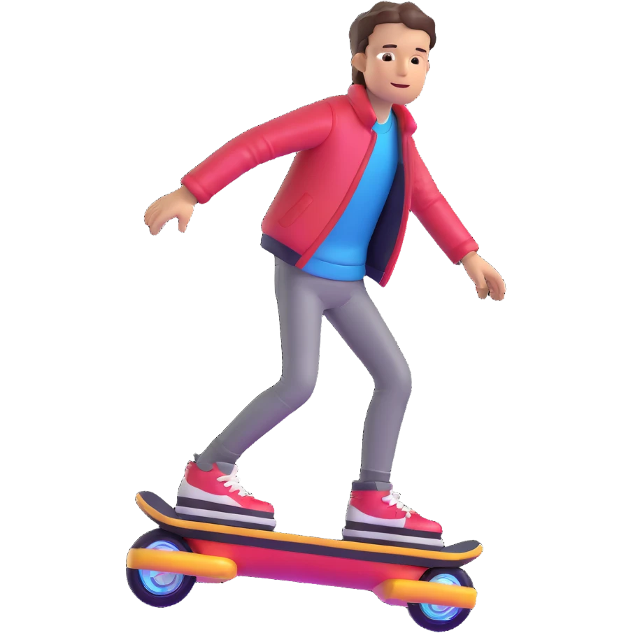 Marty McFly with hoverboard emoji