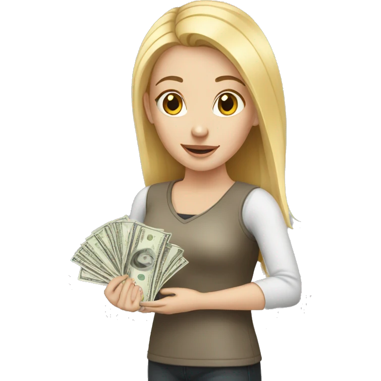 white girl paying money emoji