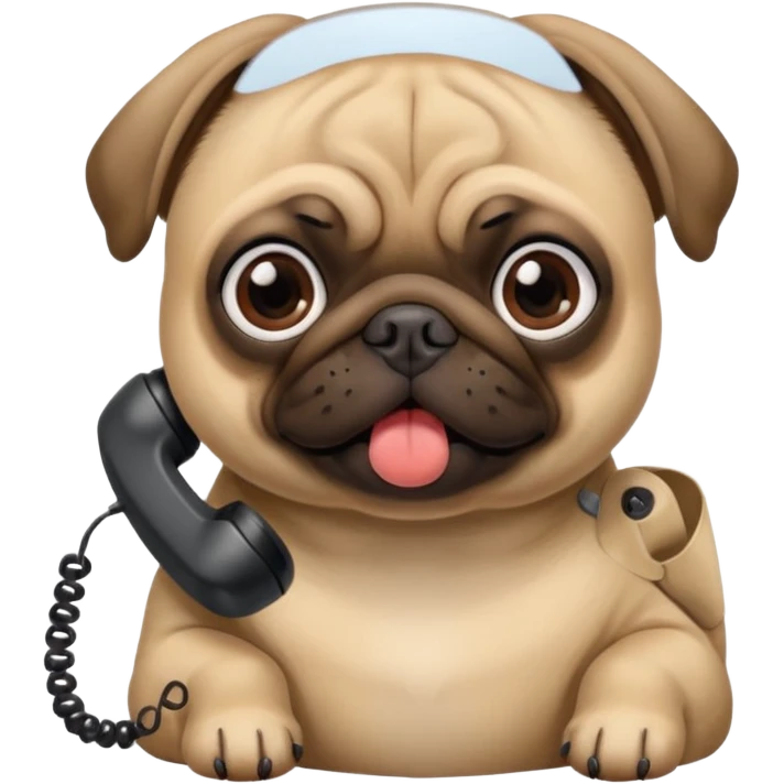 A pug on the phone emoji