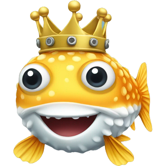 puffer fishing wearing a crown  emoji