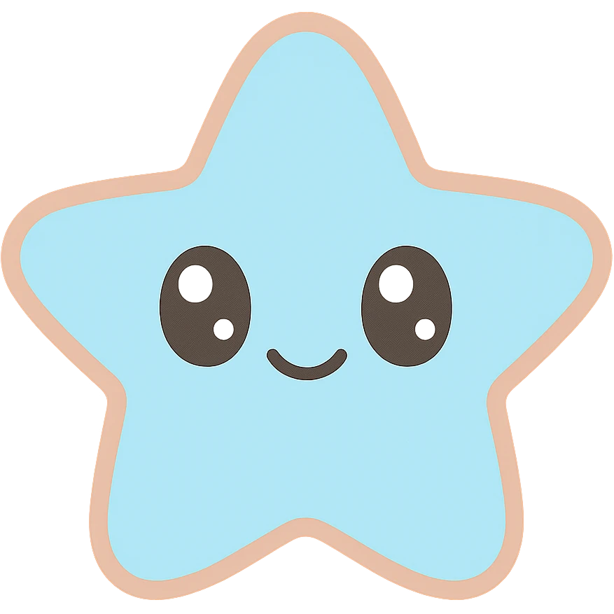 a star with a cute face, kawaii style emoji