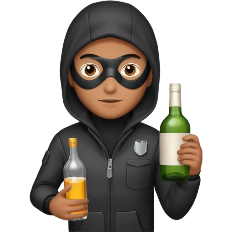 Stealing alcohol in a thief suit emoji