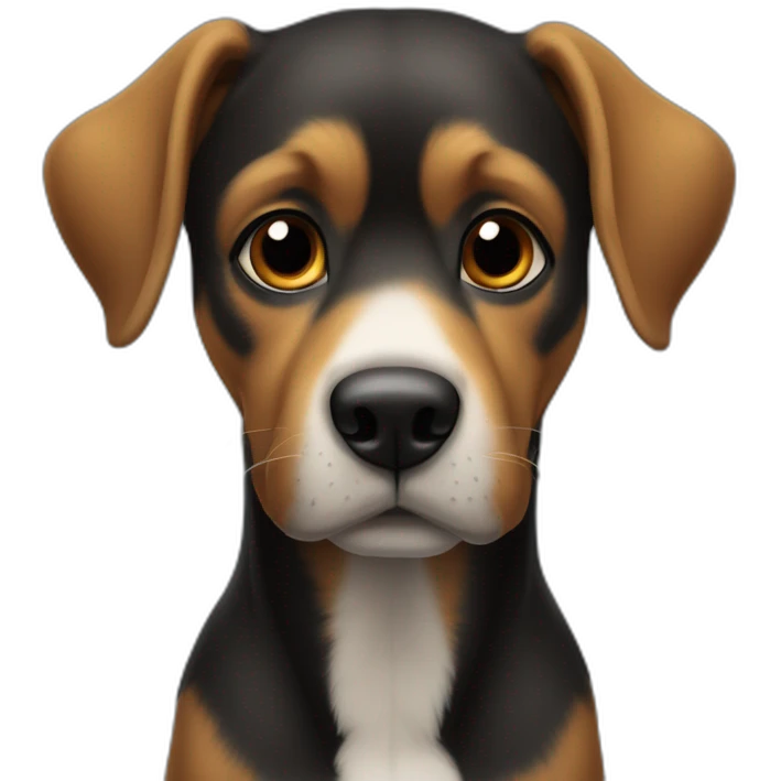 Un chien noir qui fais coucou avec sa patte avant emoji