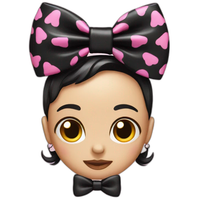 black with pink skull pattern bow emoji