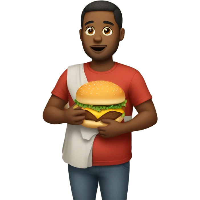 Pregnant guy holding a hamburger emoji