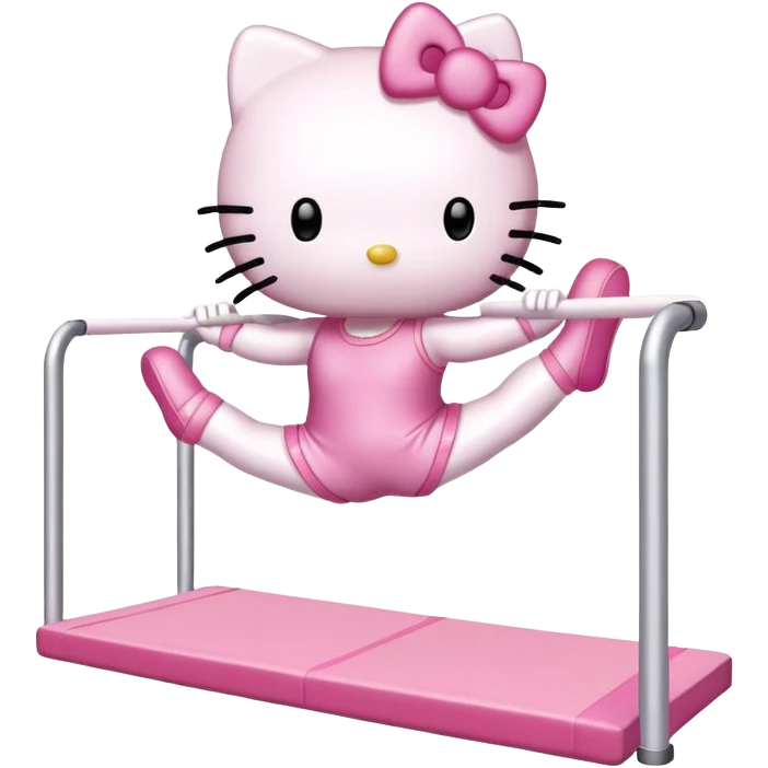 Hello Kitty doing a gymnastics straight jump emoji