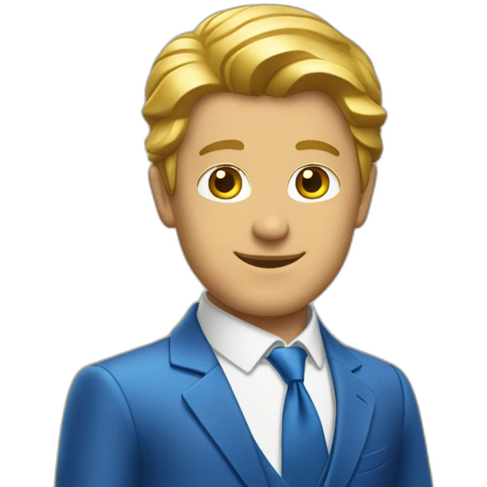 Posh-man-with-blue-suit-offering-goldbar emoji