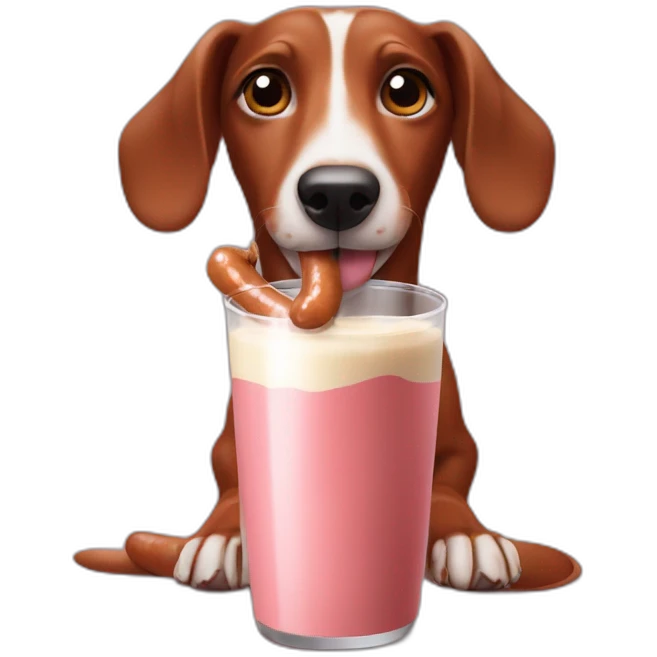 Sausage Dog drinking chocolate milk emoji