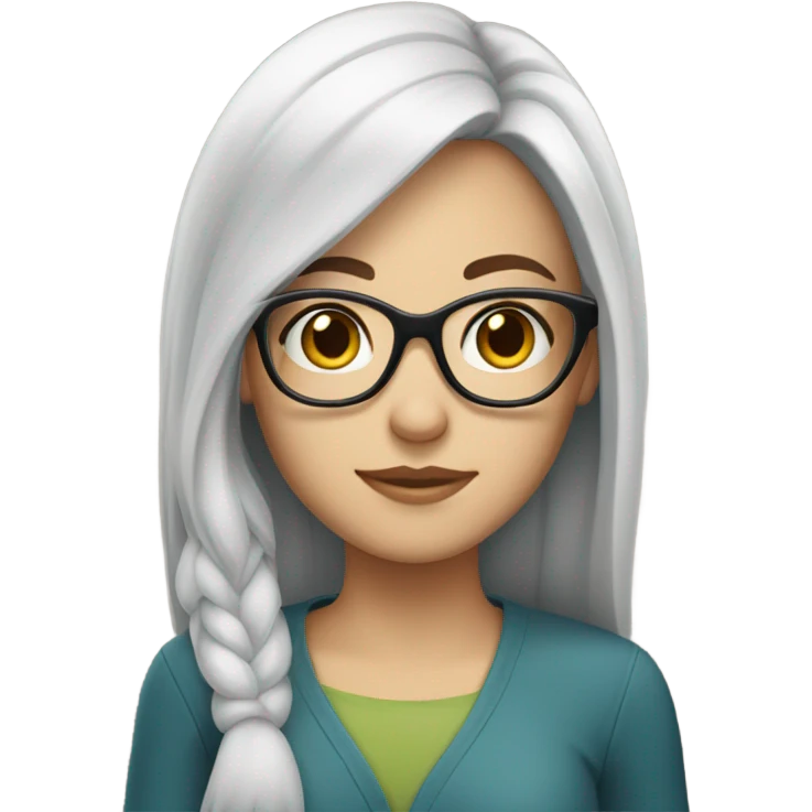 long black haired white girl with glasses emoji