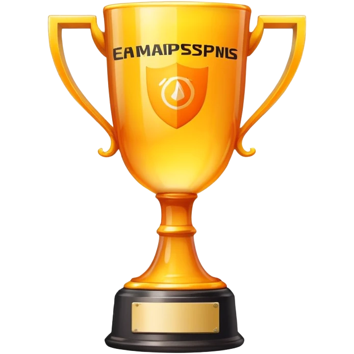 a champion cup  yellow and orange transparnet, with Weekly title on top of cup and Pes6 hacked on body of cup  emoji