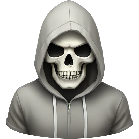 Skull wearing a hoodie emoji