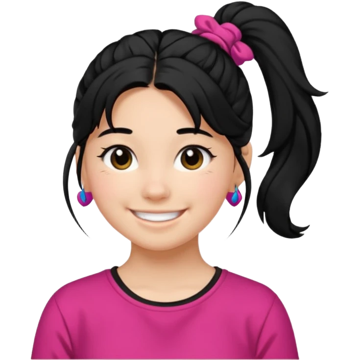 Teen girl with scrunchie ponytail black hair emoji