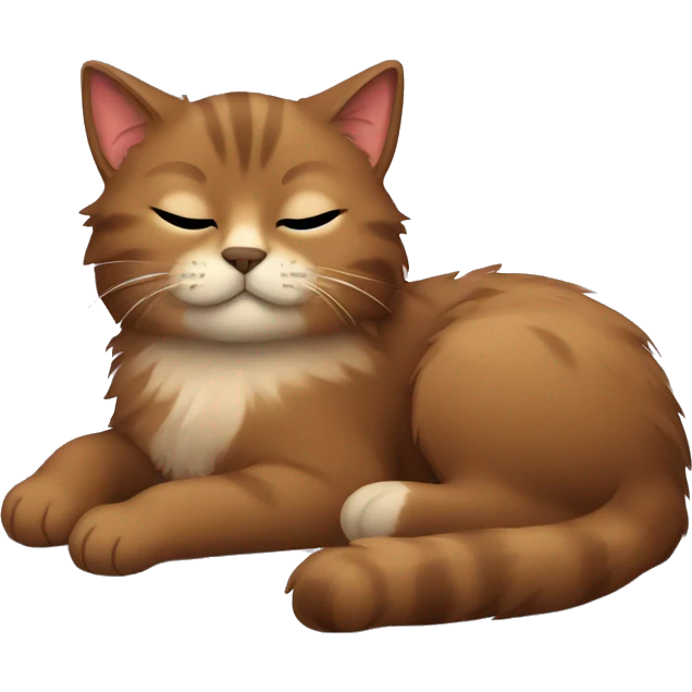a brown fluffy cat sleeping emoji