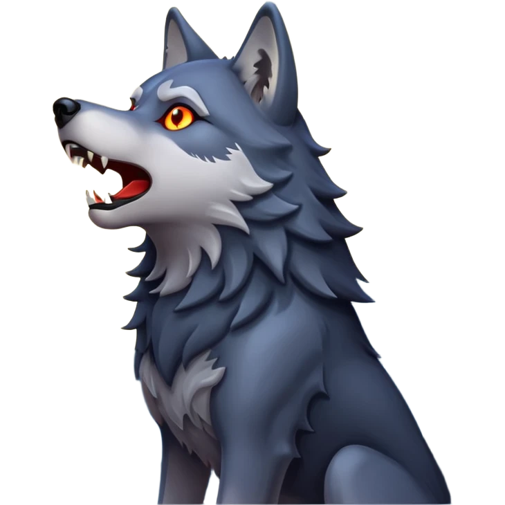 wolf making high sound on full moon emoji