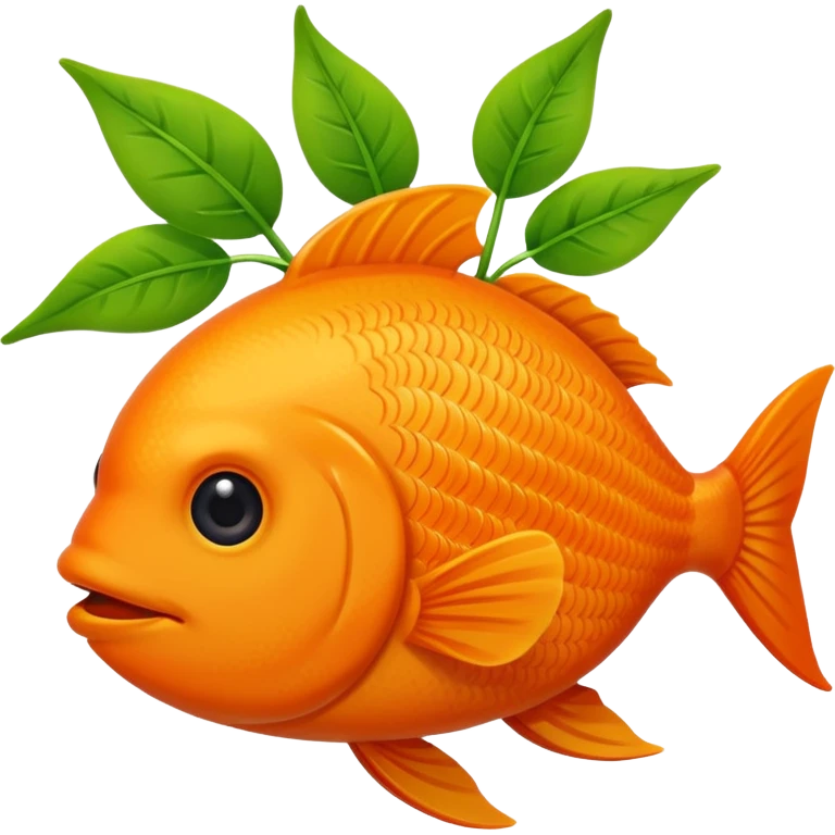 A fish holding a plant emoji