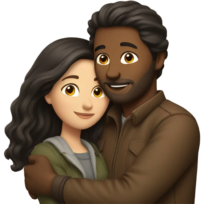 brunette couple hugging emoji