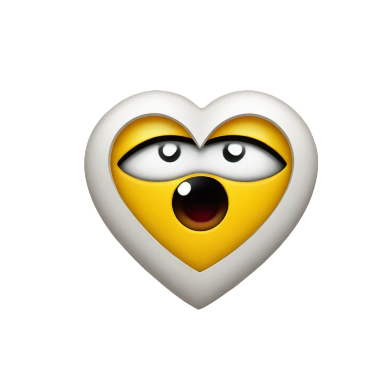Heart with an eye in it and the letter U behind it emoji