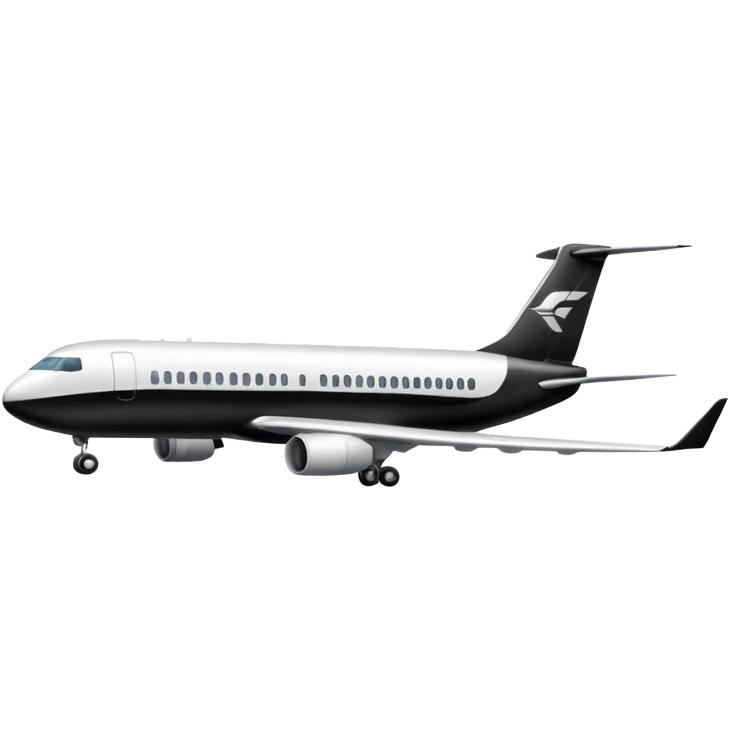 A commercial airplane side on (2d) that is black and white emoji