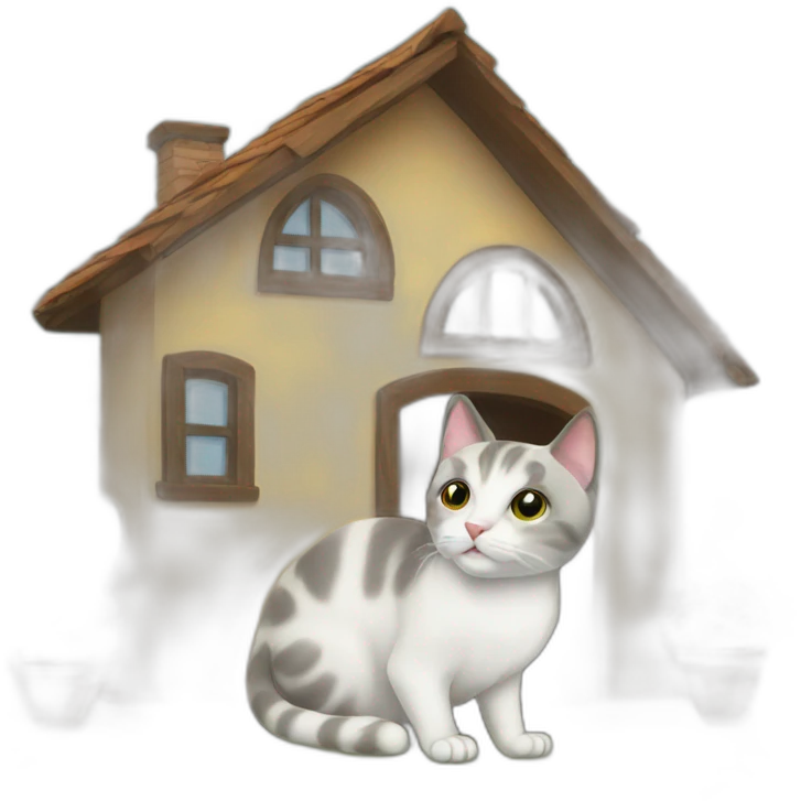 Cat in house emoji