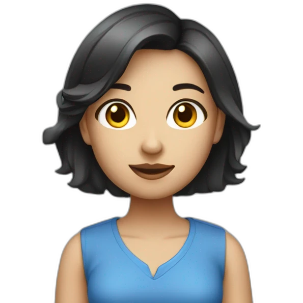 Beatiful architect girl with short dark hair and blu shirt emoji