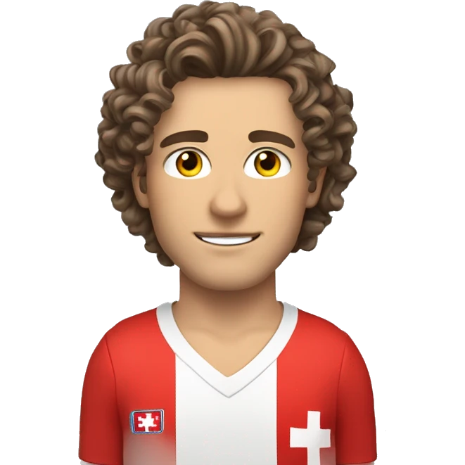 please create an emoji of me. I am 26 year old swiss guy. I am 184 cm tall, i like to do sports. My hair is dark and by eyes are brown. My hair cut is shorter on the sides and i have curls on top emoji
