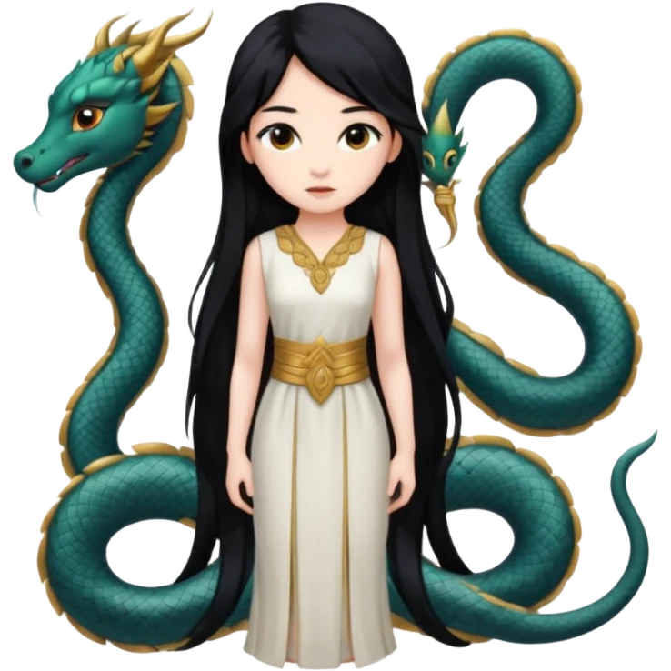 naked girl whole figure together with the nagas stant att attetiont emoji