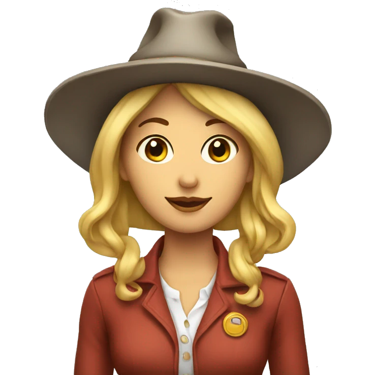 female with large hat and wheels for hands emoji