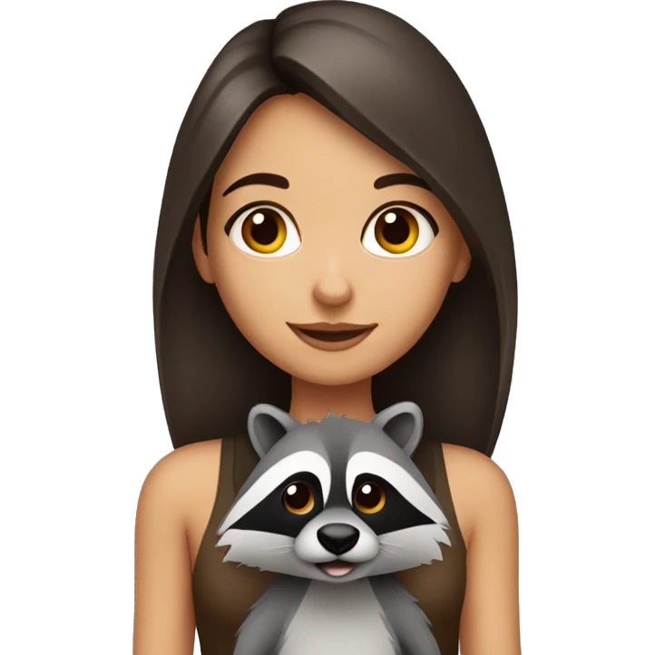 Brunette girl with raccoon  emoji