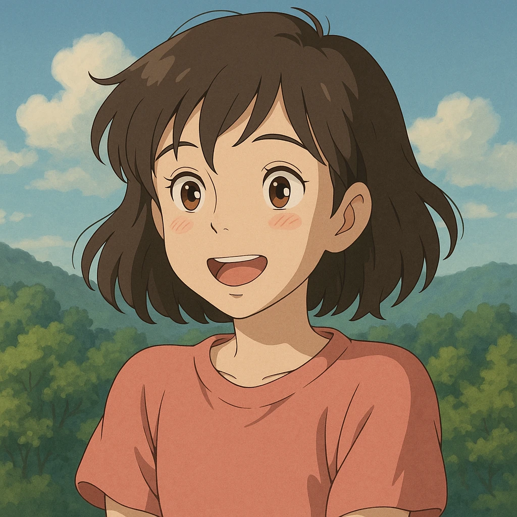 anime girl, expressive face, soft colors, ghibli style emoji