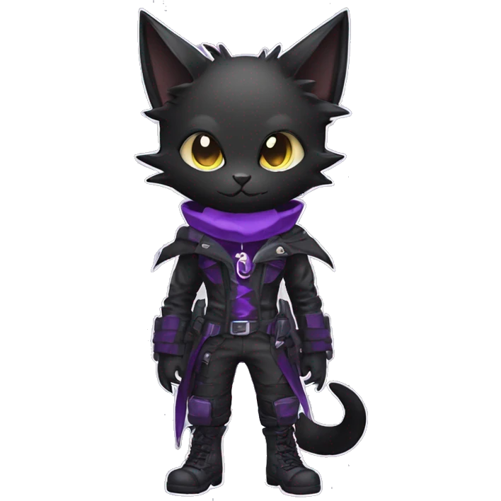 cool edgy evil black techwear Purple nargacuga-bat-cat-Fakemon collar full body emoji