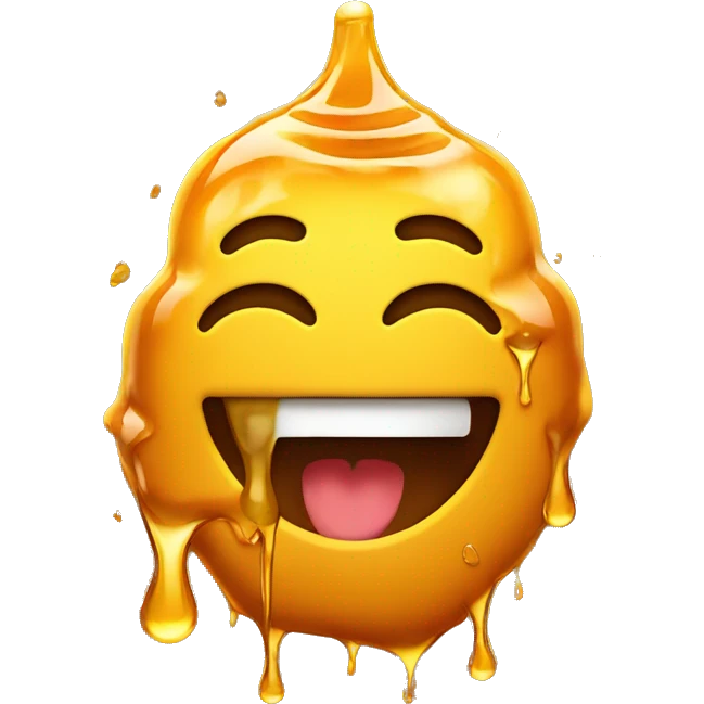 Smiling emoji with honey dripping out the mouth emoji